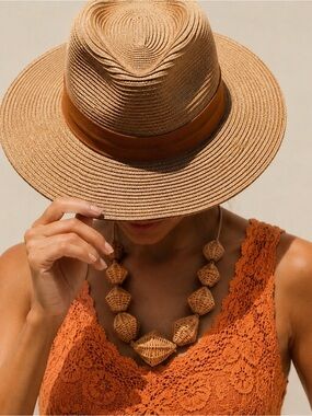 🆕Wide Brim  Sun Hat with Brown Band